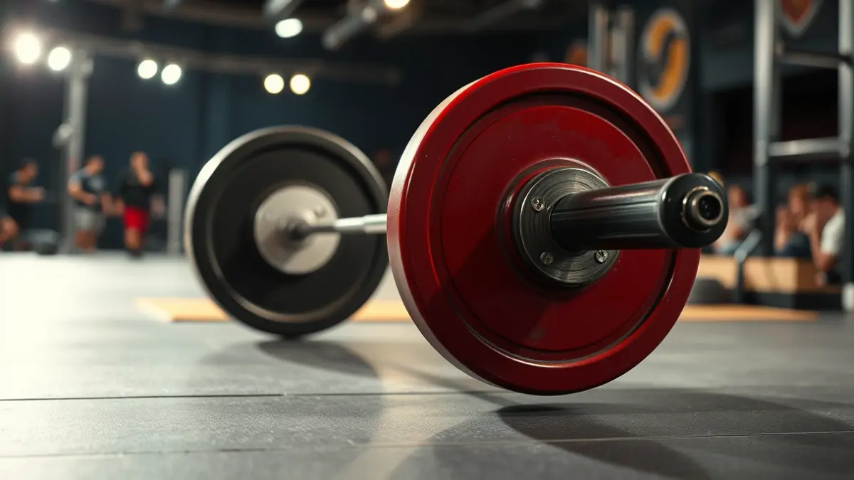 Generic image of a powerlifting barbell with weights in a gym.