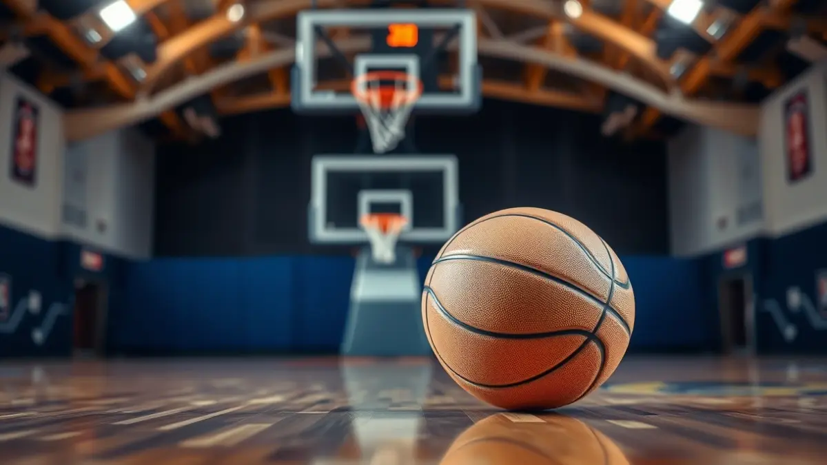 Generic image of a basketball on a court.