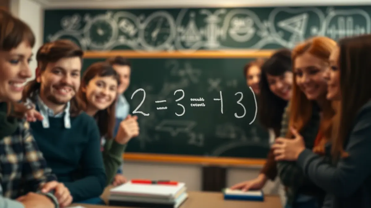 Generic image of a mathematical equation on a blackboard, with blurred students in the background.