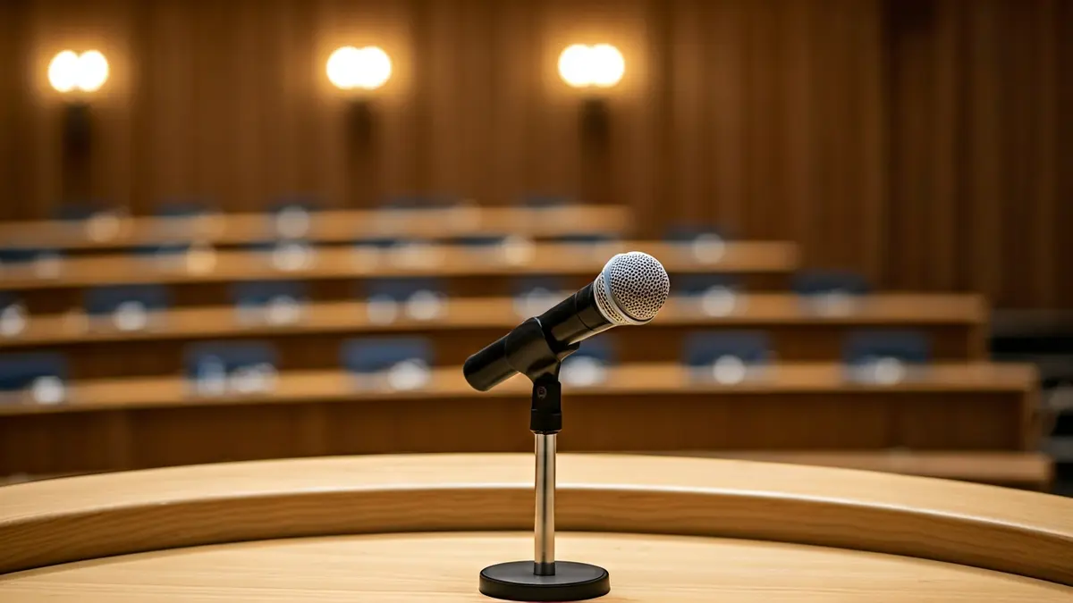 Imagen genérica de un micrófono en un podio, simbolizando el debate político.