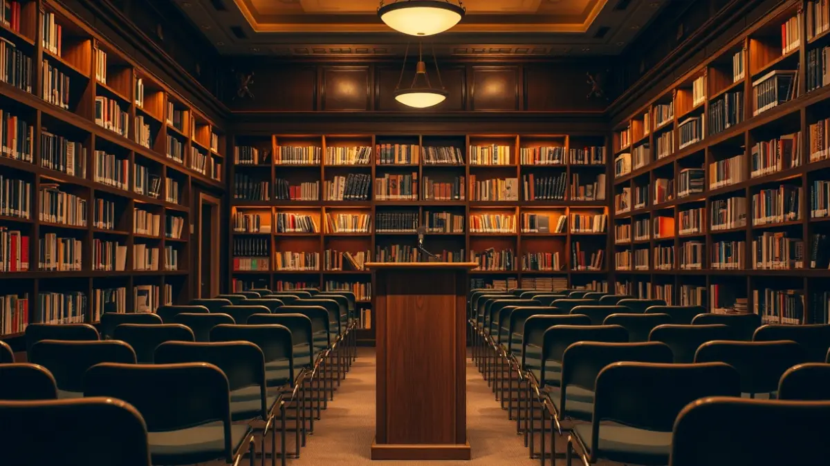 Generic image of a book club or literary event with books and a cozy atmosphere.