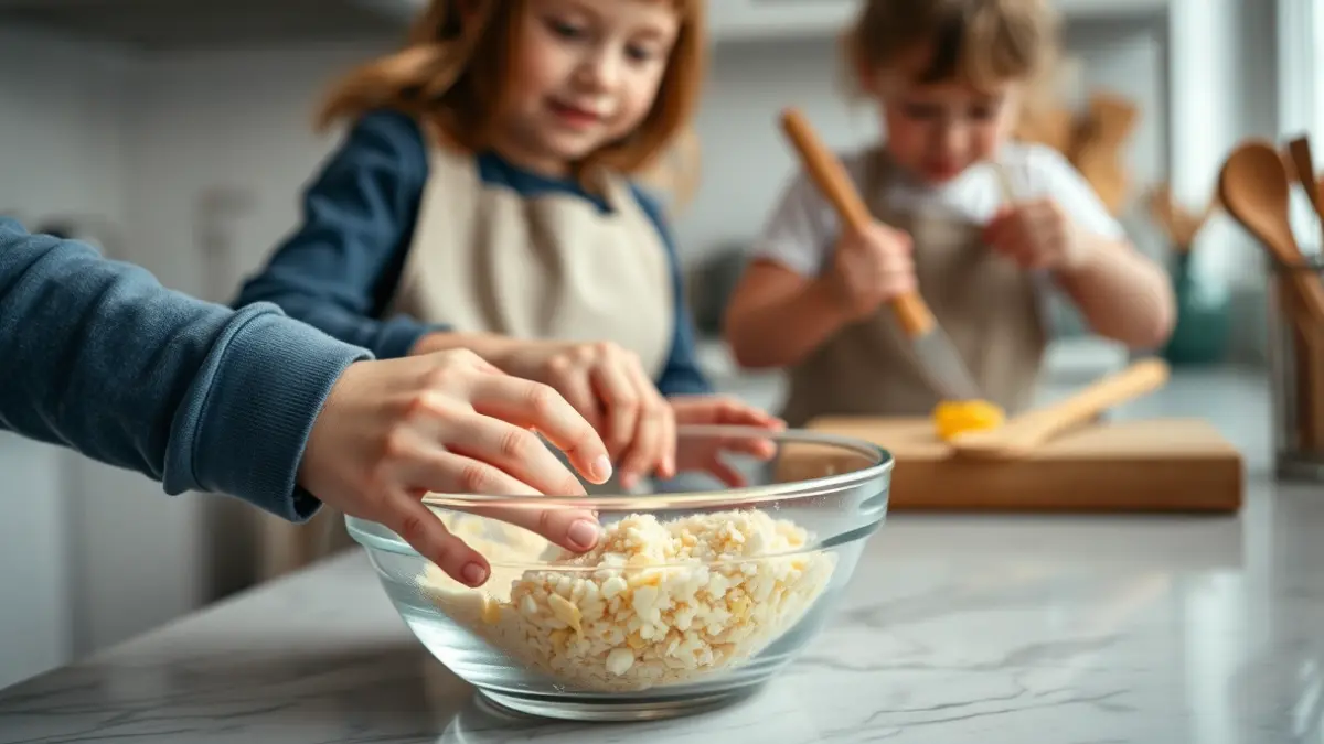 Imagen genérica de niños cocinando en un ambiente de aprendizaje culinario.