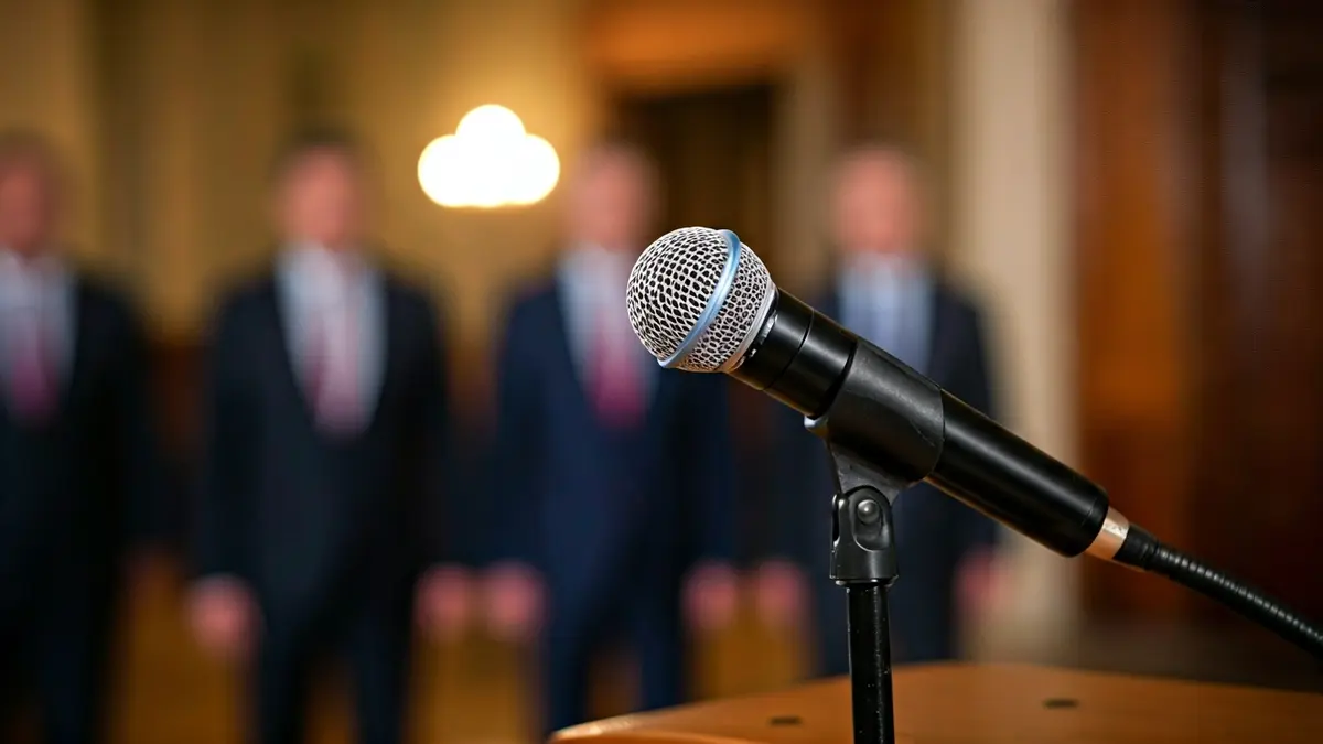 Imagen genérica de un micrófono en un atril, simbolizando un acto político o una declaración a los medios.