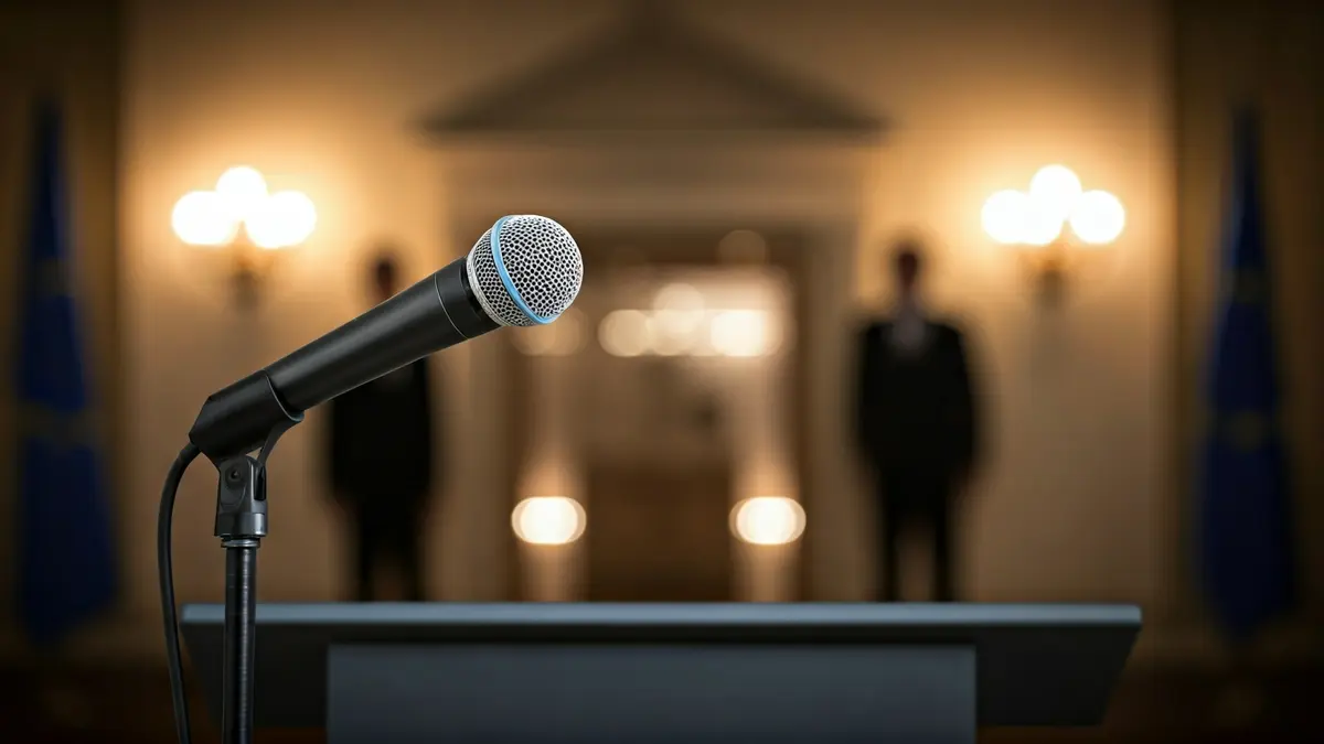 Imagen genérica de un micrófono en un podio, simbolizando un discurso político.