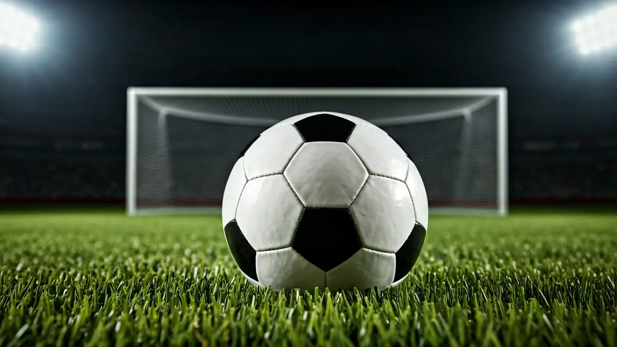 Generic image of a soccer ball on a stadium pitch.