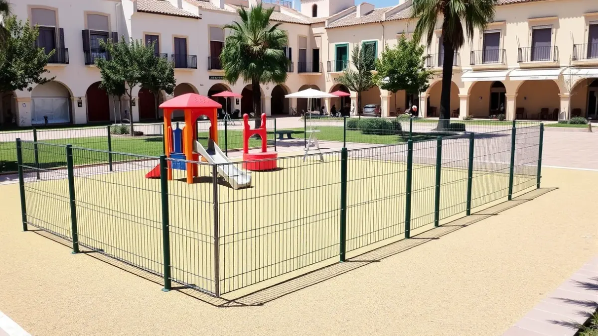 Imagen de un parque infantil renovado en un espacio público de un municipio andaluz.