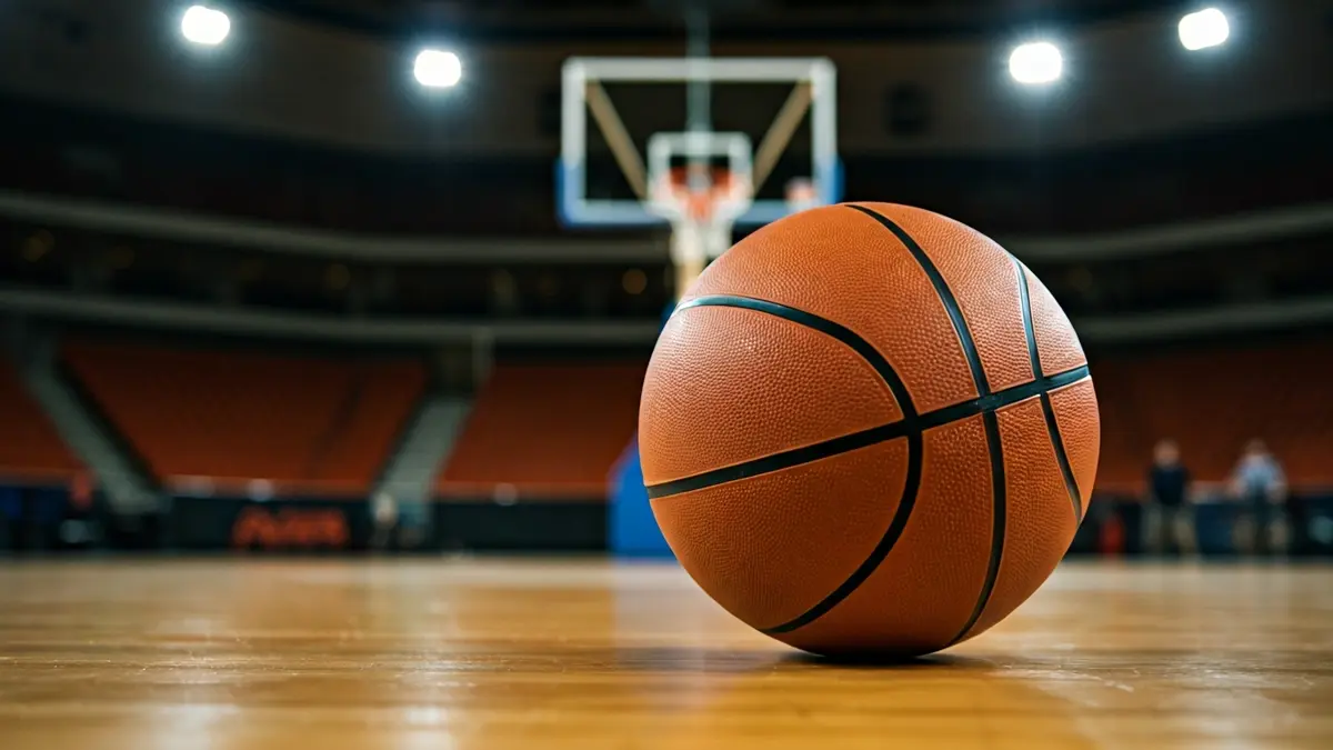 Imagen genérica de un balón de baloncesto en una cancha.