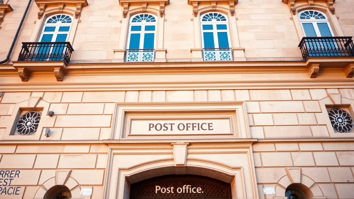 Facade of a historic building in Jaén, possibly the former post office.