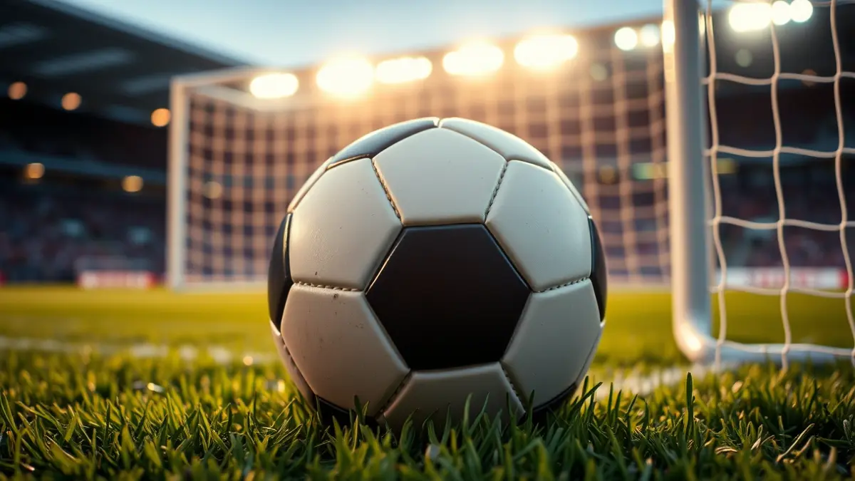 Generic image of a soccer ball on a stadium pitch.