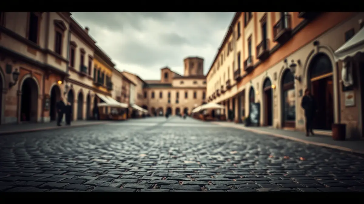 Image of a historical square with ancient architecture and an atmosphere evoking the past.
