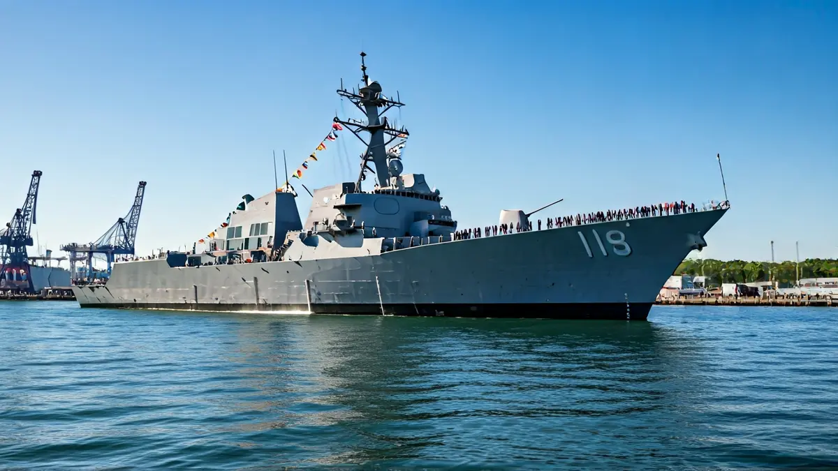Image of the destroyer USS George M. Neal (DDG 131) during its launch.