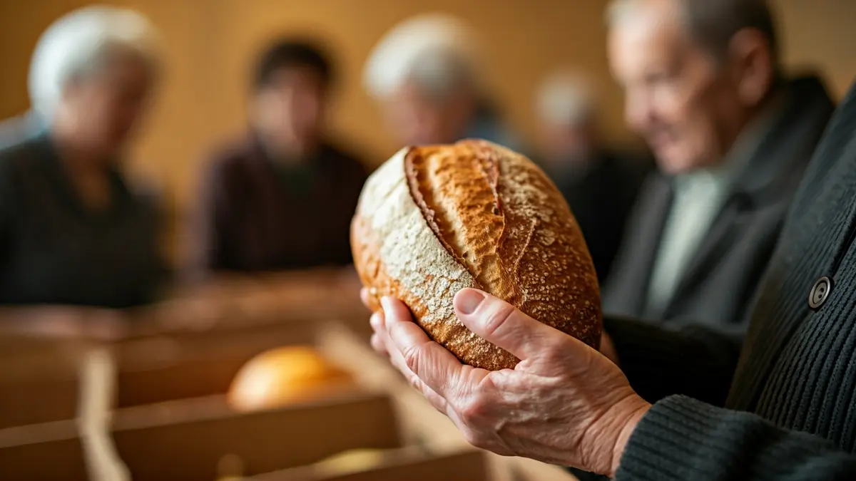 Imagen genérica de manos de una persona mayor recibiendo pan, simbolizando ayuda alimentaria.
