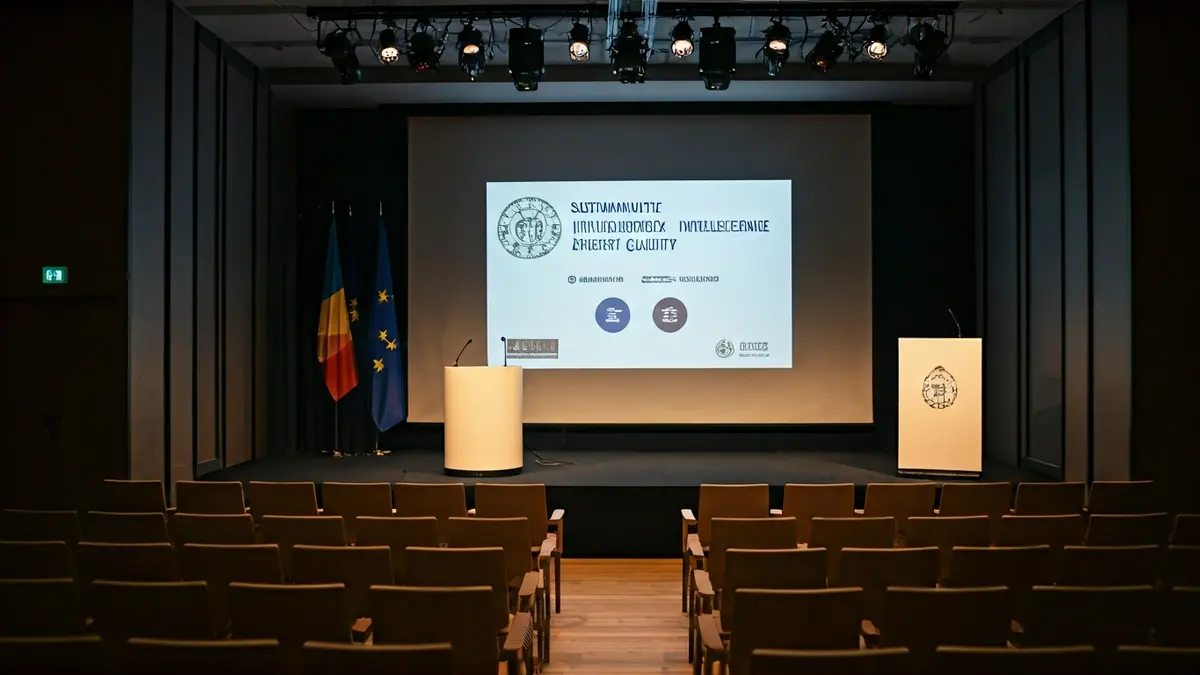 Imagen genérica de una sala de conferencias preparada para un evento sobre turismo.