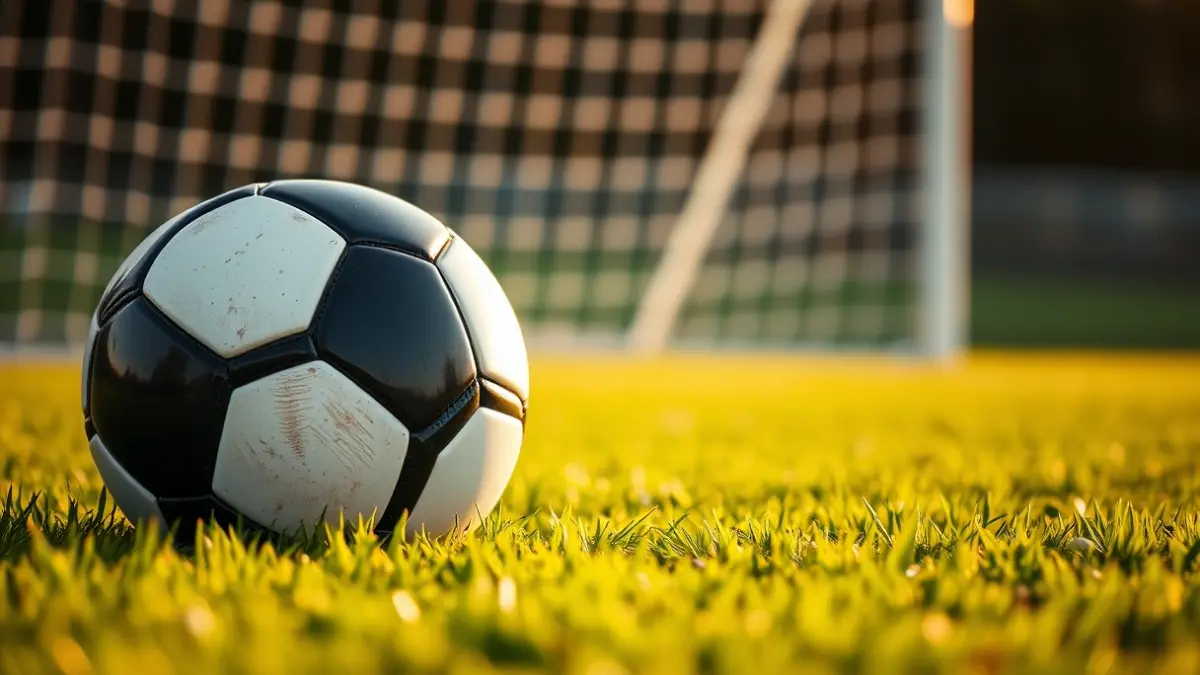 Generic image of a soccer ball on a football pitch.