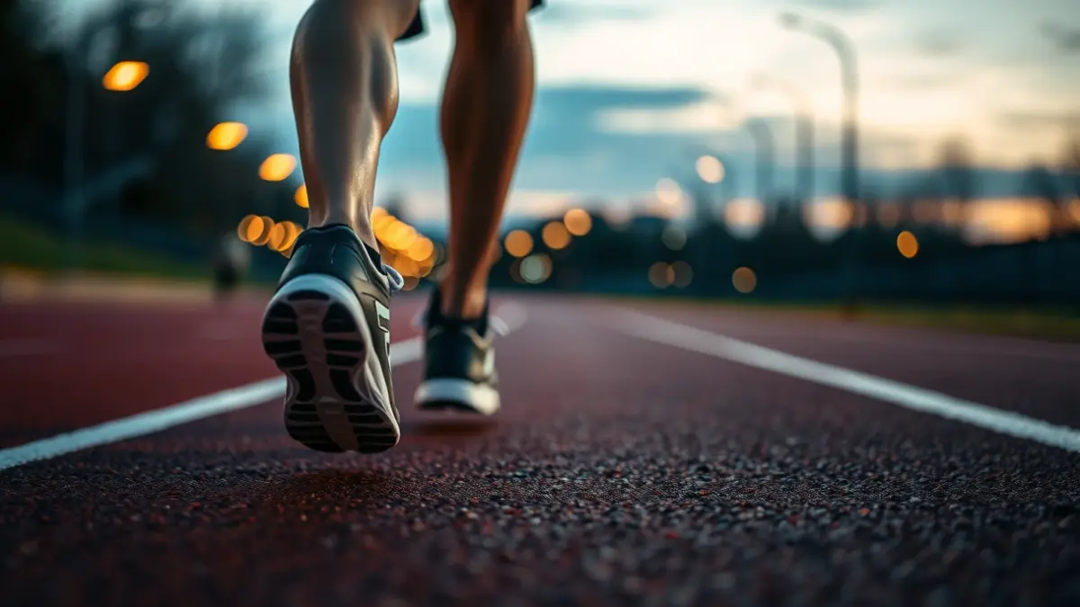 Imagen genérica de un corredor en una pista de asfalto al atardecer.