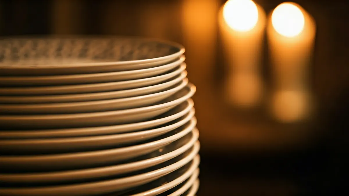 Generic image of ceramic tableware, with stacked plates and a subtle design.