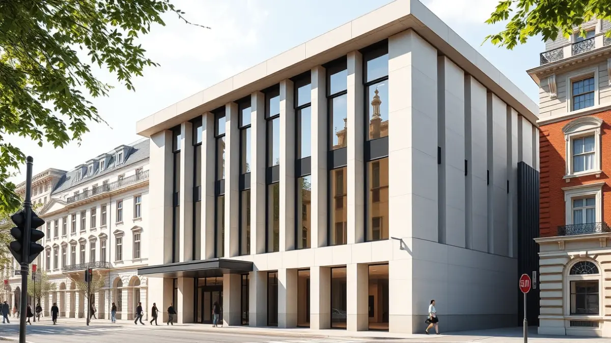 Imagen de la futura Ciudad de la Justicia de Cádiz, mostrando un diseño moderno integrado en un entorno histórico.