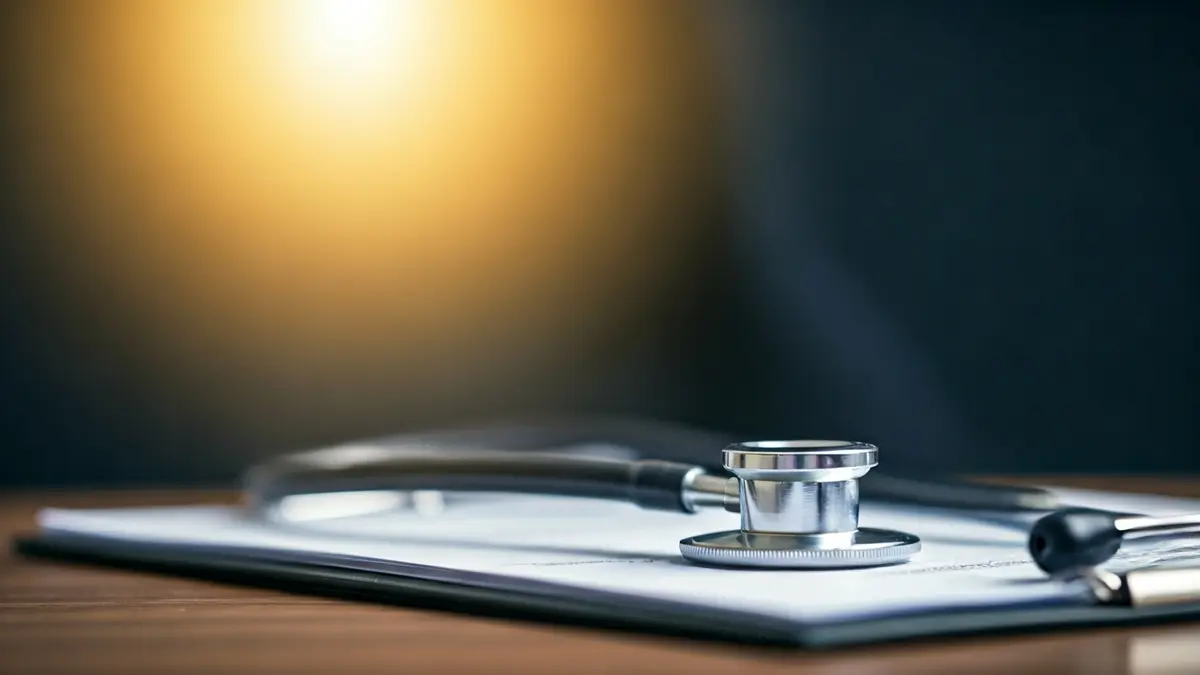 Generic image of a stethoscope on an official document, symbolizing medical assessment and administrative procedures.
