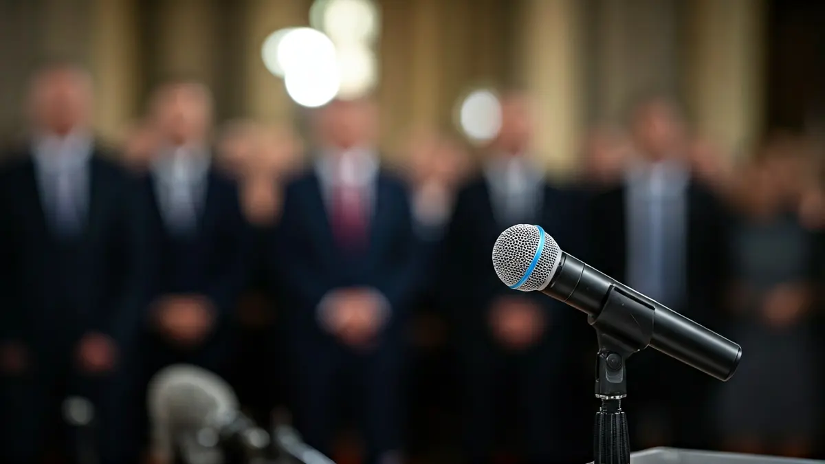Imagen genérica de un micrófono en un podio durante una comparecencia pública.