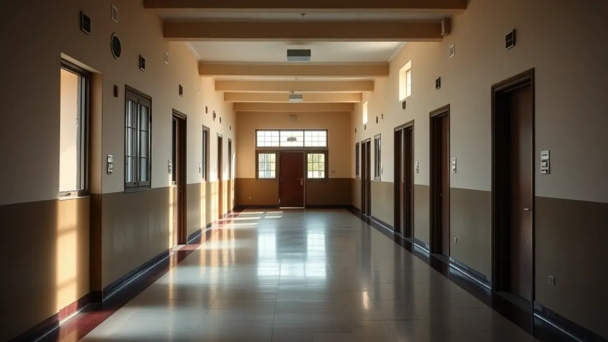 Generic image of an empty school hallway.