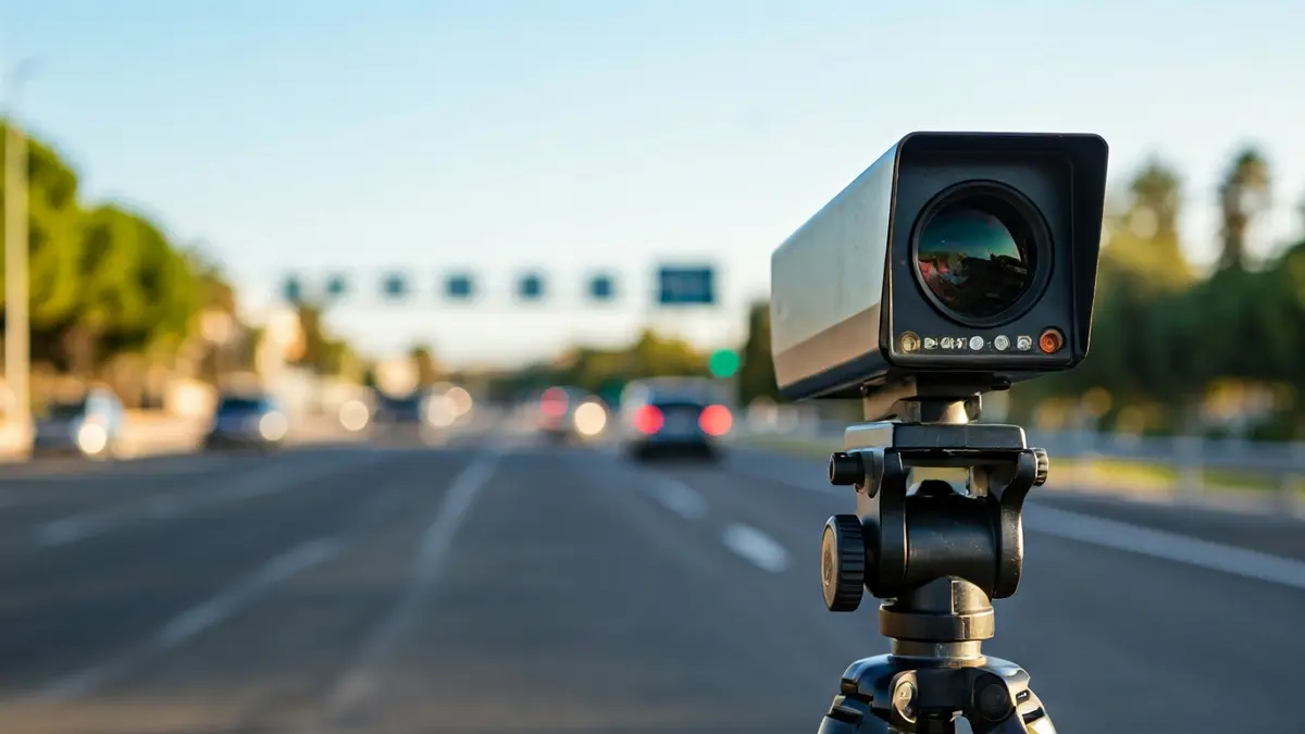 Imagen genérica de un radar de velocidad en una carretera.