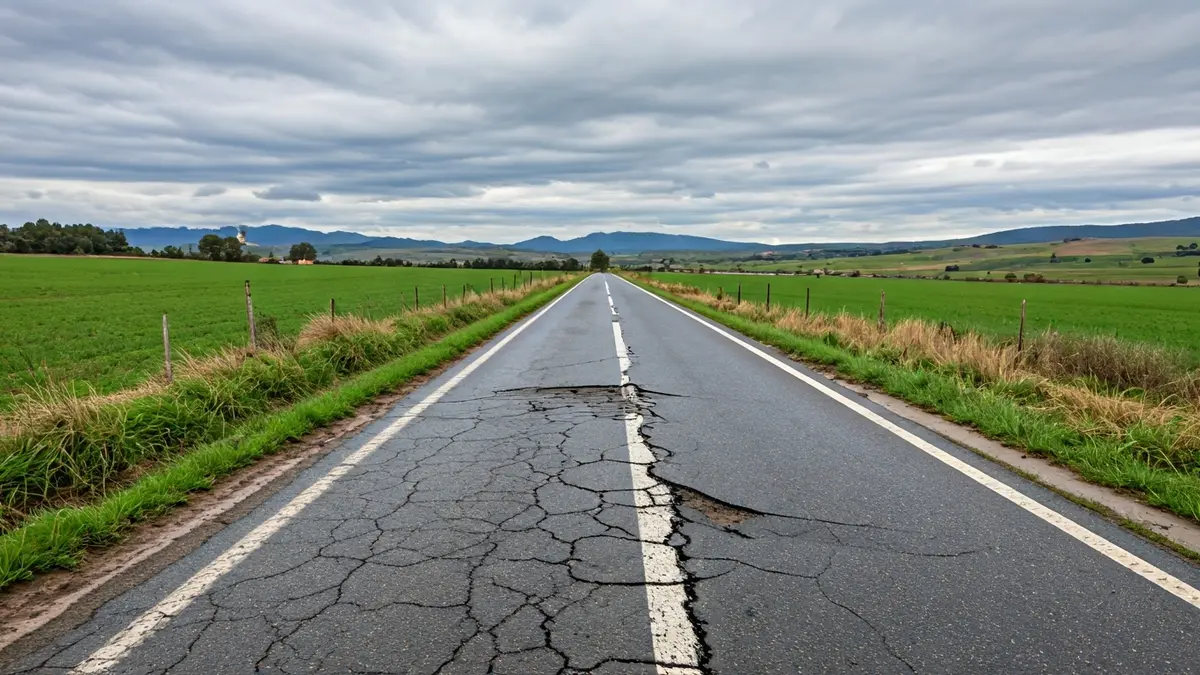 Image of a rural road damaged by the storm in the province of Córdoba.