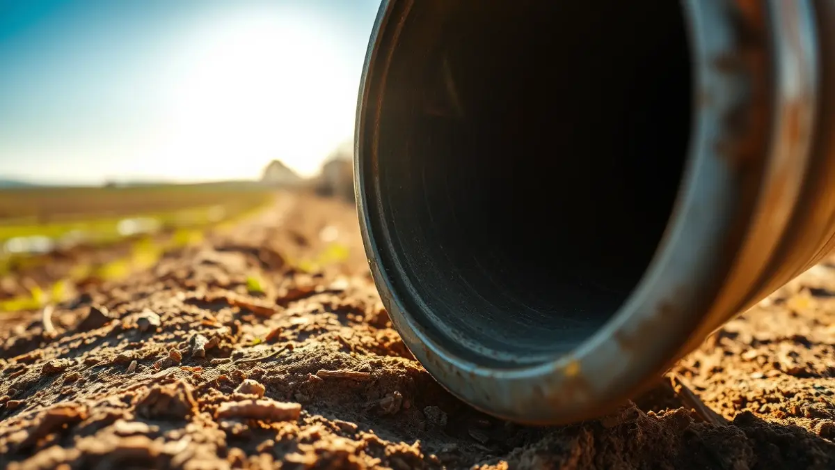 Generic image of a ductile iron water pipe in a rural Andalusian setting.