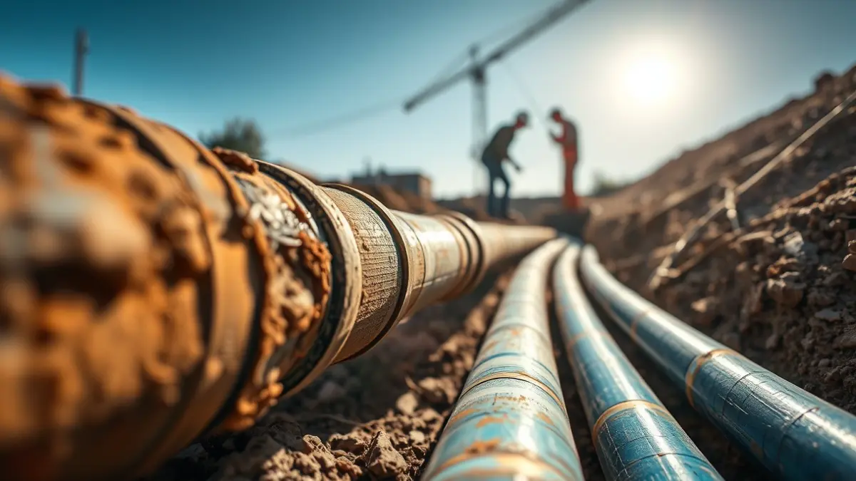 Obras de renovación de tuberías de agua en una zona rural de Andalucía.