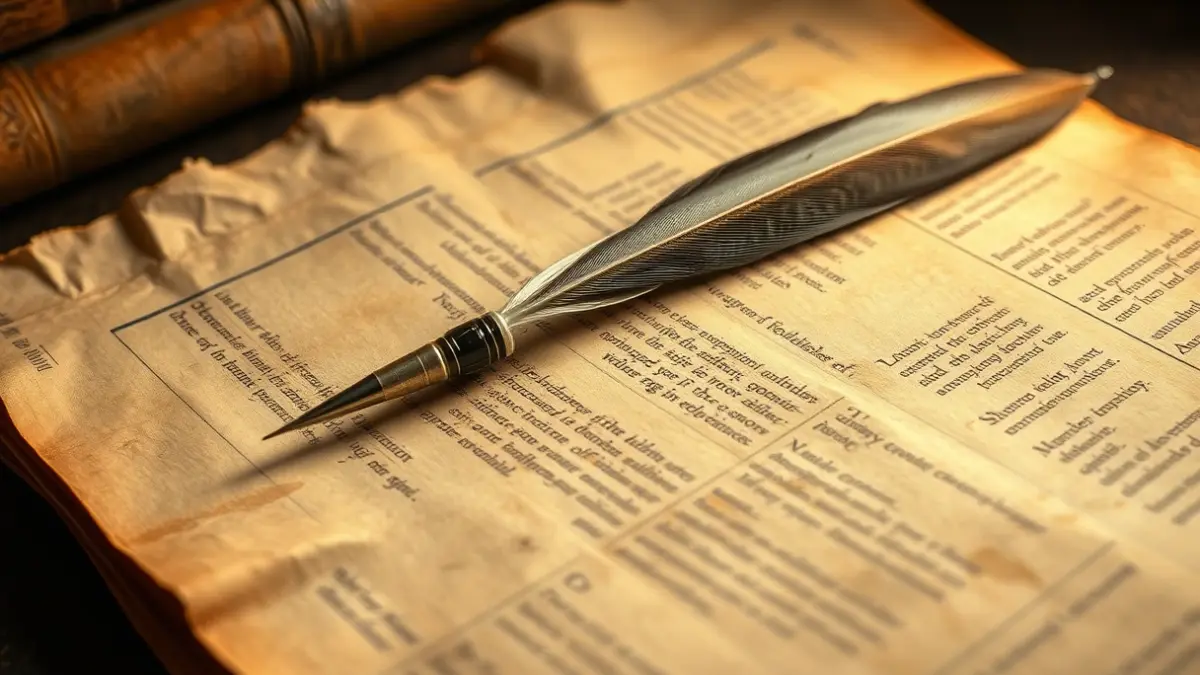 Imagen genérica de un pergamino antiguo con una pluma, simbolizando documentos históricos.