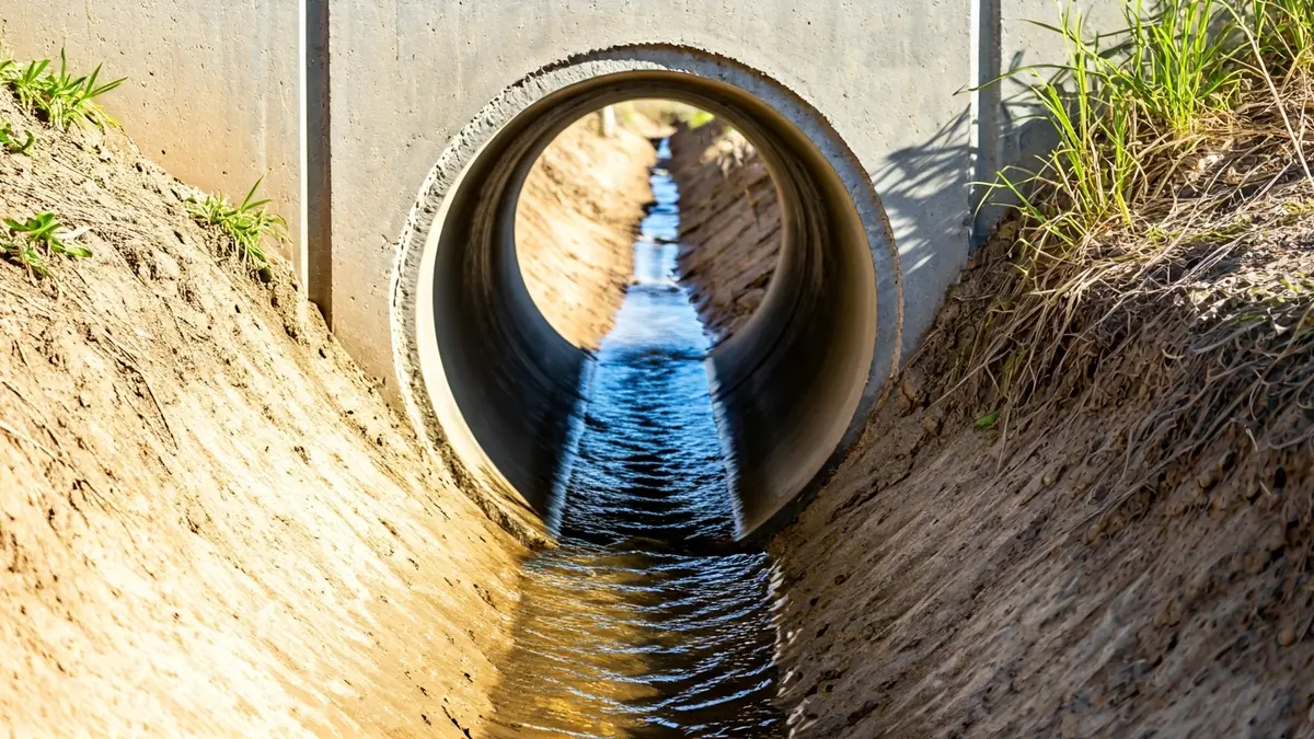 Imagen de una infraestructura de drenaje en una carretera rural de Andalucía.