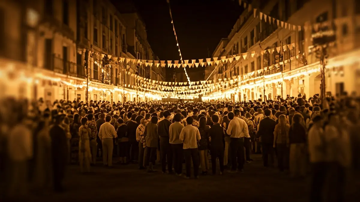 Image of a vintage film reel with scenes from the Feria de Sevilla