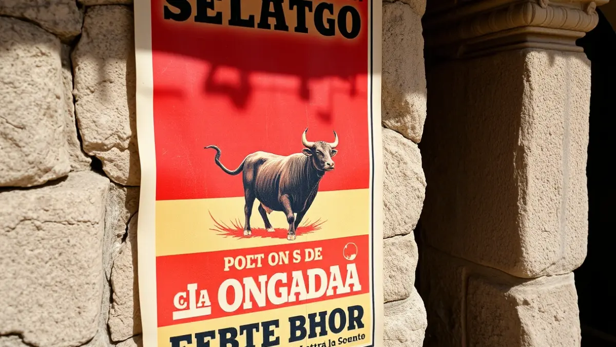 Cartel de toros tradicional con colores vibrantes.
