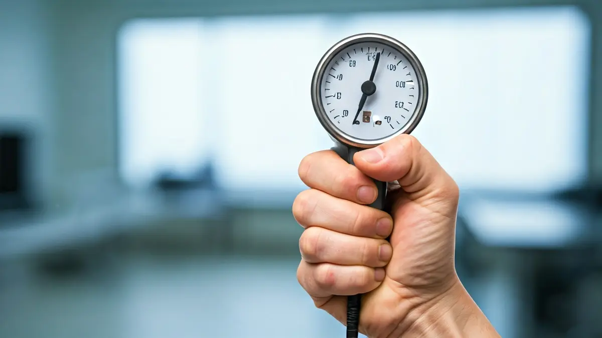 Imagen genérica de una mano apretando un dinamómetro, simbolizando una prueba de fuerza muscular.