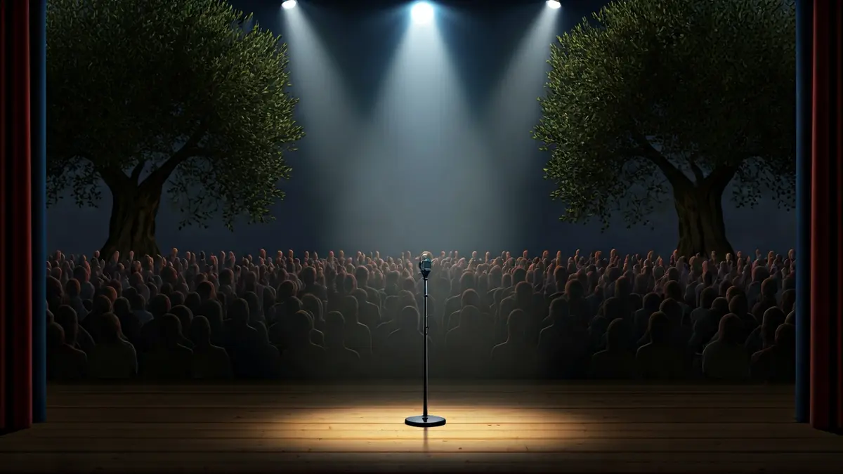 Imagen genérica de un escenario teatral con un micrófono, simbolizando la difusión cultural.