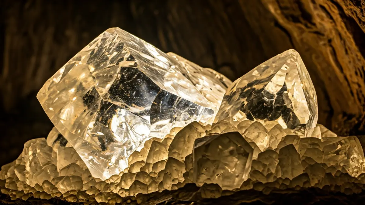 Cristales de yeso gigantes en el interior de la Geoda de Pulpí, Almería.