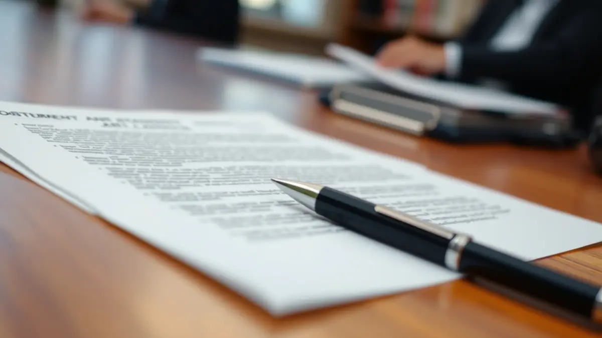 Imagen genérica de un documento oficial con un bolígrafo sobre una mesa.