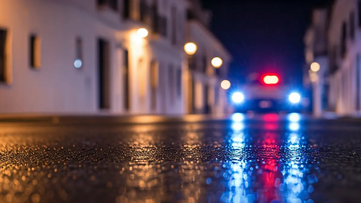 Imagen genérica de luces de emergencia de la Guardia Civil en una calle de un pueblo andaluz.
