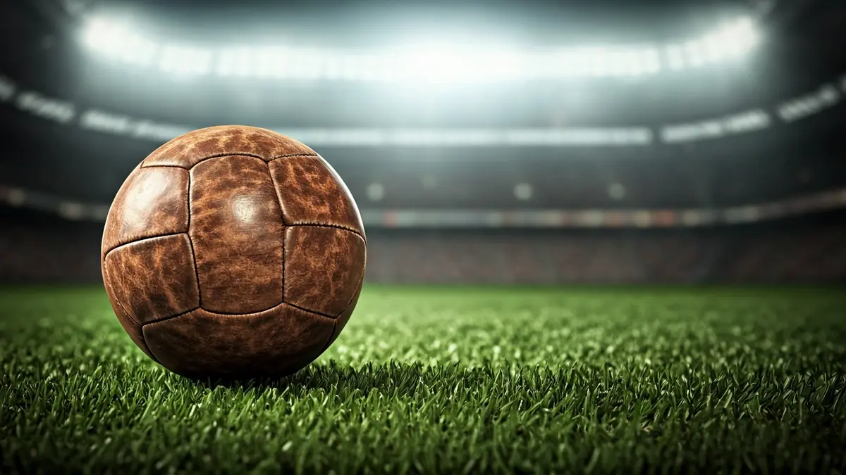 Imagen genérica de un balón de fútbol antiguo en un campo de césped.