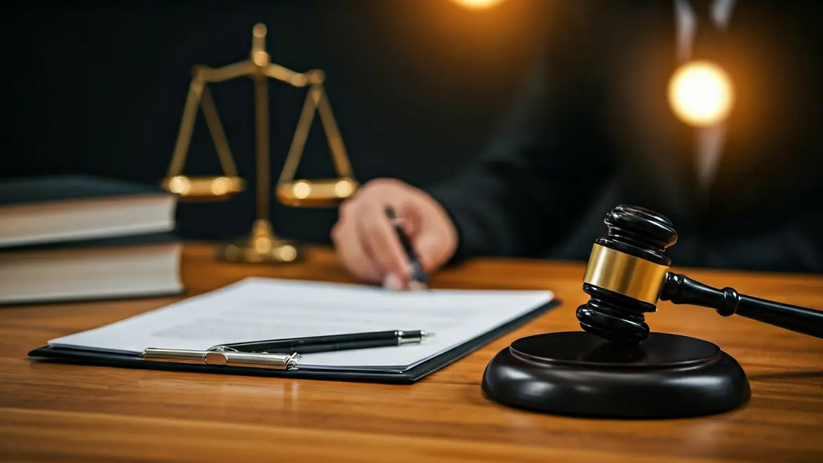 Generic image of legal documents and a gavel, symbolizing a judicial process.