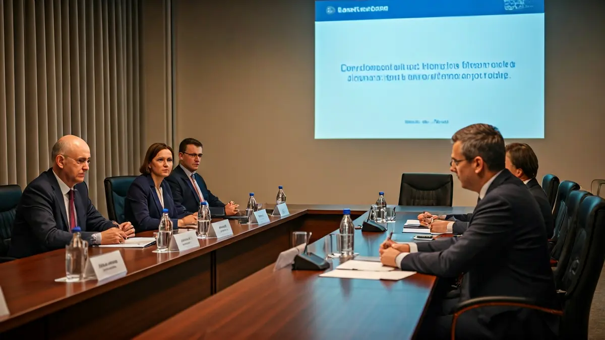 Generic image of a business meeting or economic summit.