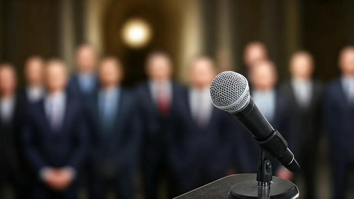 Generic image of a microphone on a podium, symbolizing an official announcement or political statement.
