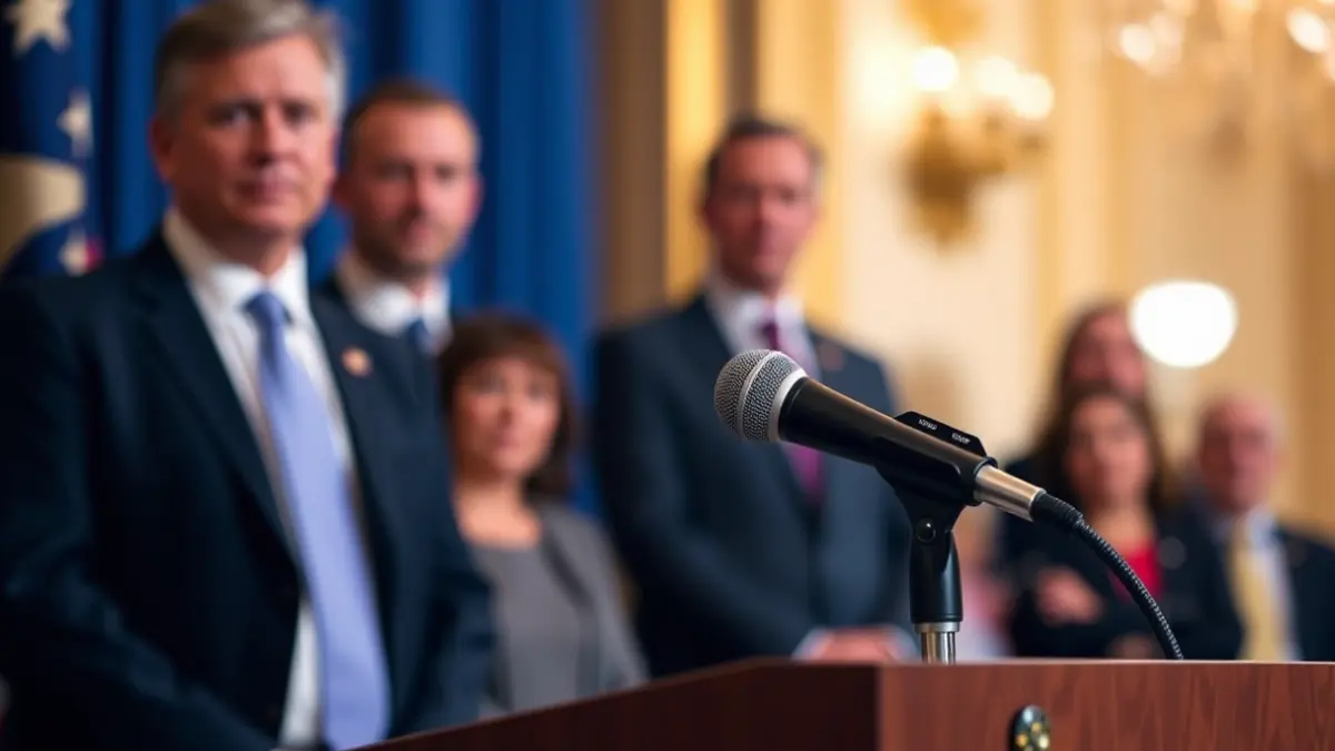 Imagen genérica de un micrófono en un podio, simbolizando un anuncio político.