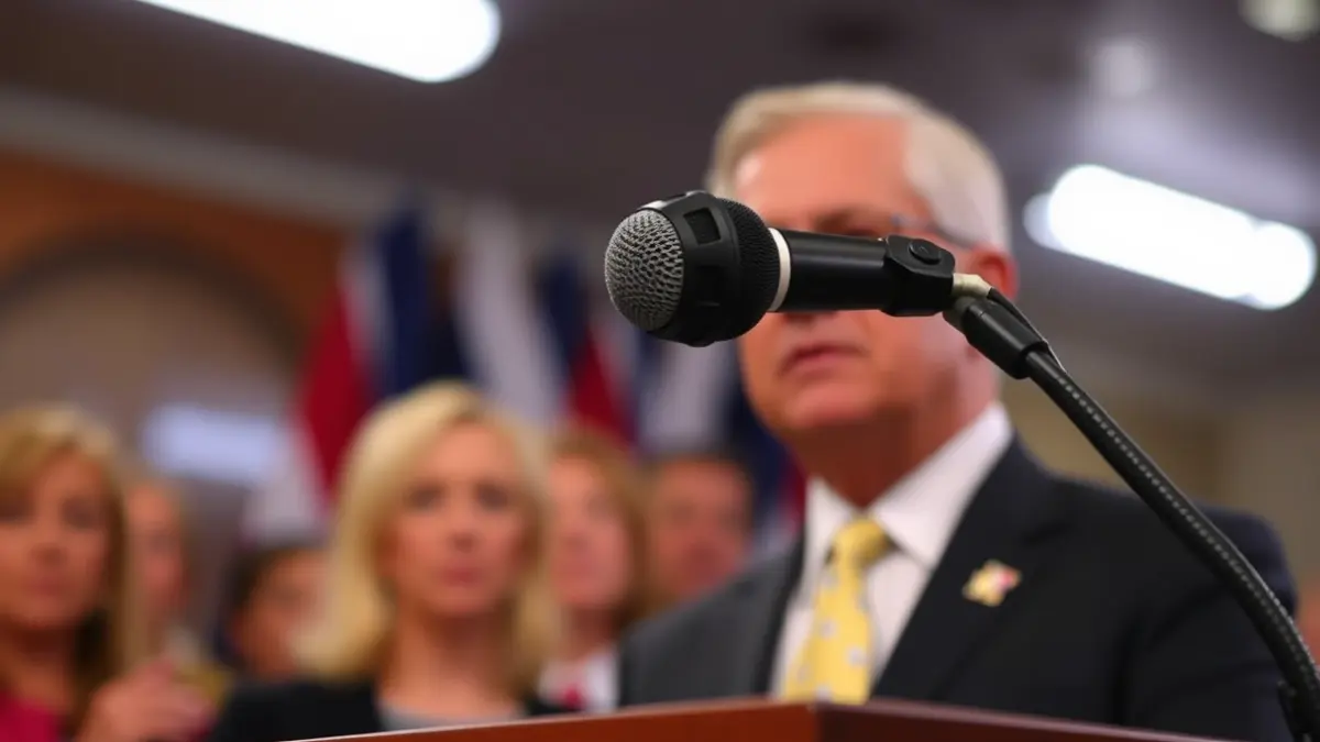 Imagen genérica de un micrófono en un podio, simbolizando un anuncio político.