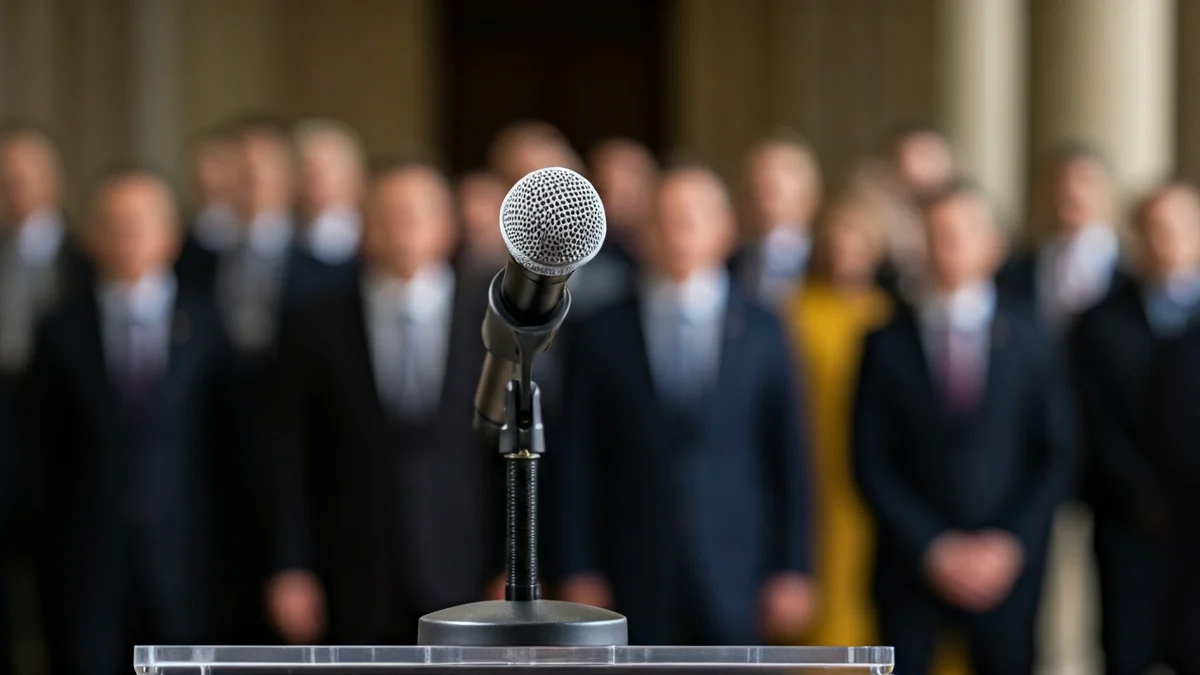 Generic image of a microphone on a podium, symbolizing an official statement or press conference.