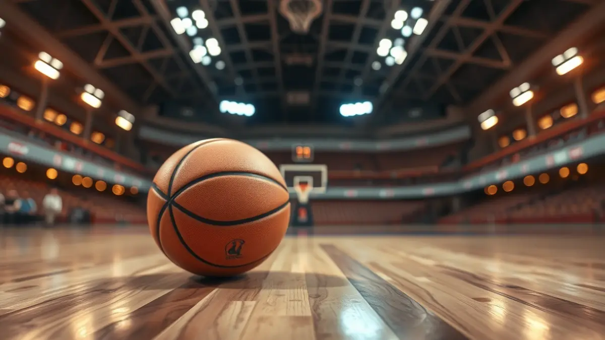 Generic image of a basketball on a court.