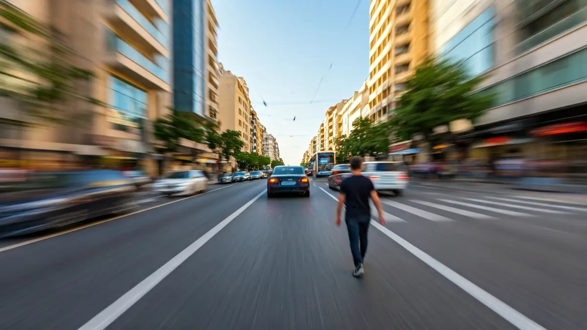 Imagen genérica de una calle urbana con tráfico y peatones, representando la movilidad en una ciudad.