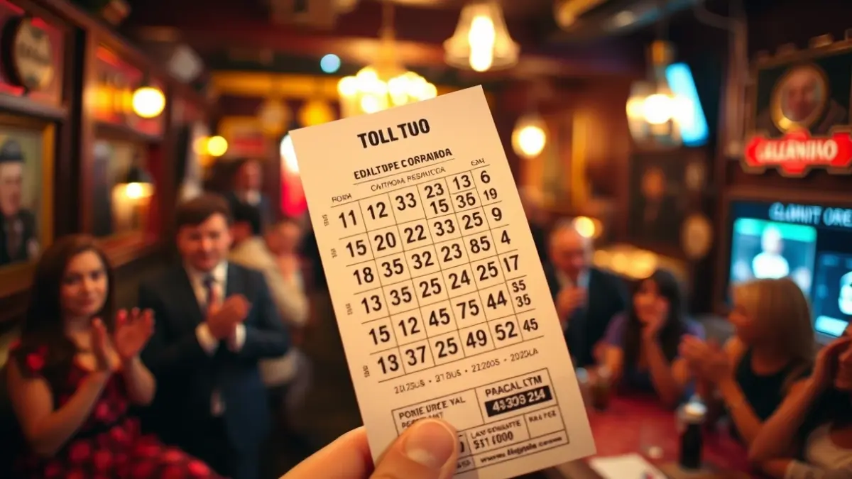 Imagen genérica de un cupón de lotería en un ambiente festivo.