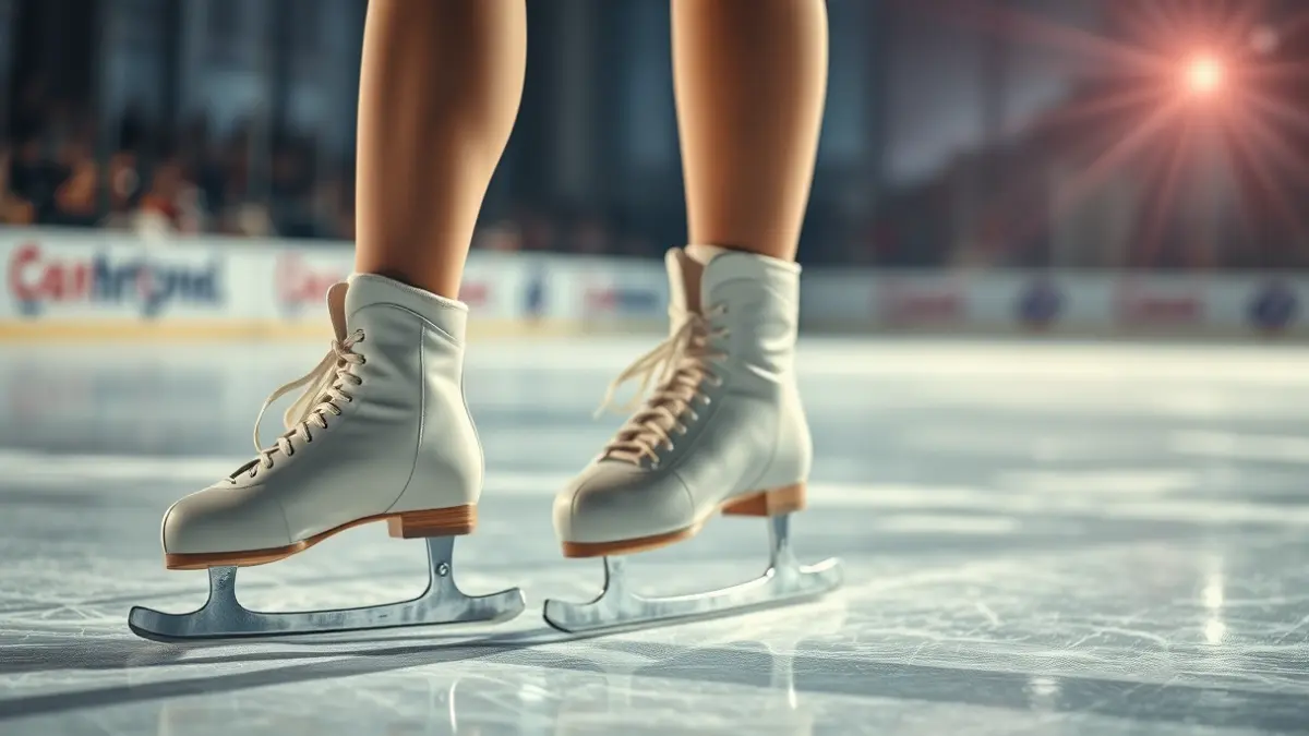 Generic image of figure skating skates on ice.