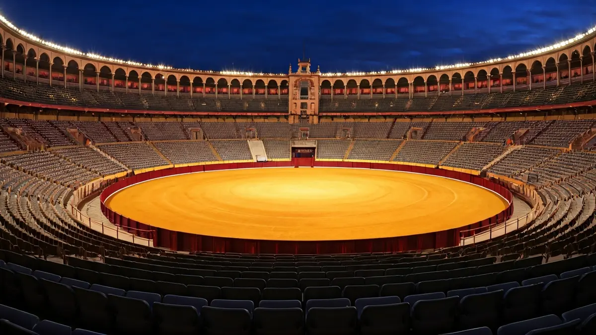 Imagen de la Plaza de Toros de Los Califas en Córdoba, preparada para un concierto.