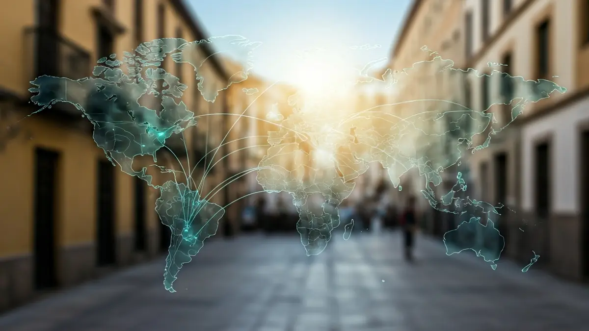 Generic image of a world map with connections symbolizing emigration from Granada.